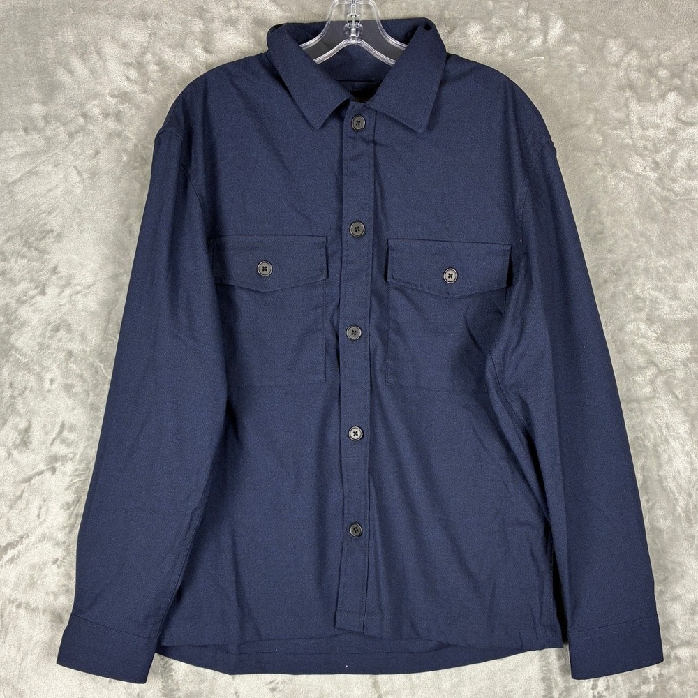 HM Mens Regular Fit Navy Blue Button Down Utility Shirt Jacket Size M 09343923